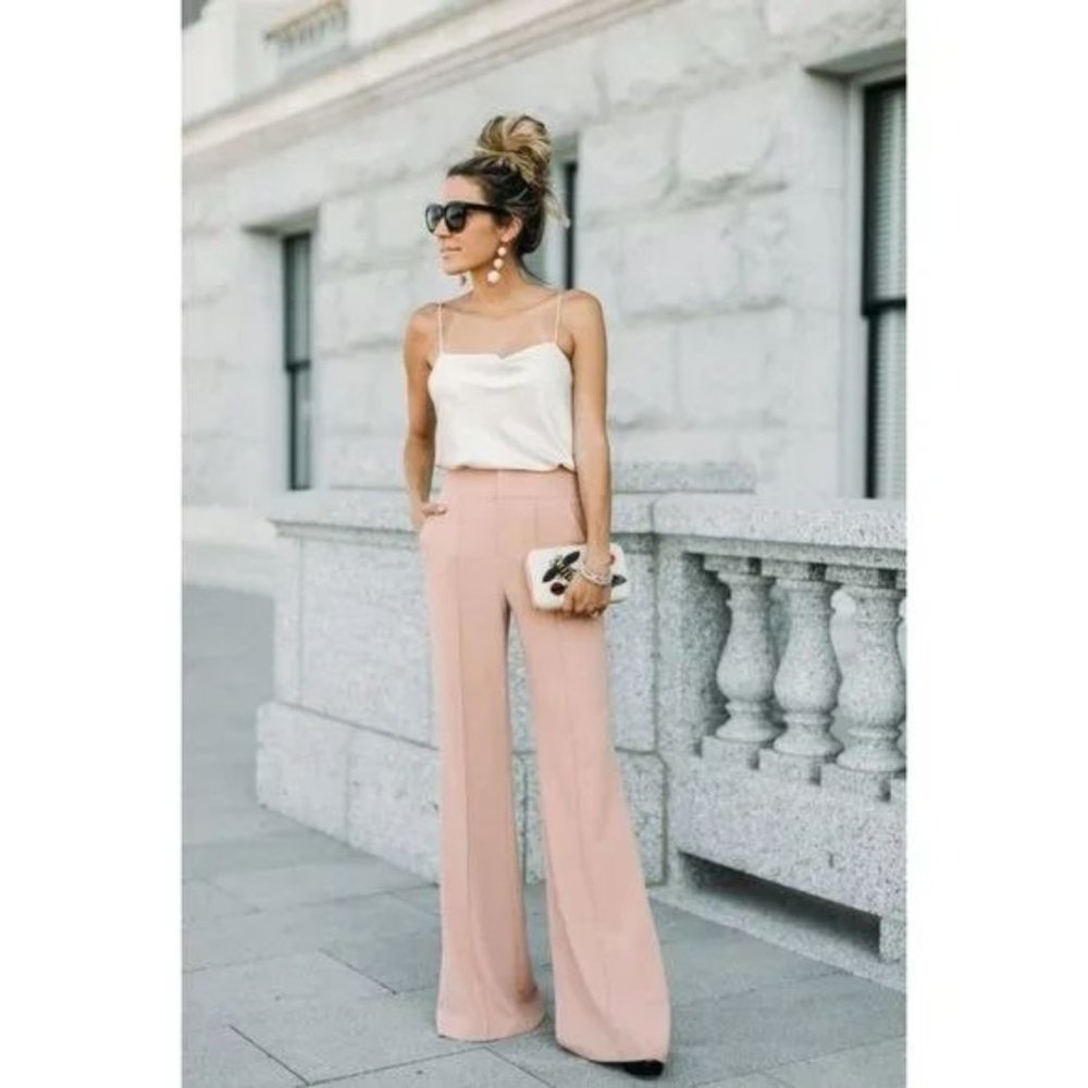 Alice + Olivia Dylan Wide Leg High Waisted Pants - Size 8 - Picture 2 of 10